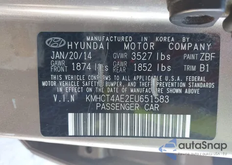 2014 Hyundai Accent Gls z USA, uszkodzony, nr VIN KMHCT4AE2EU651583